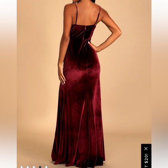 Wine Velvet Cowl Neck Mermaid Maxi Dress - Picture 3 of 5